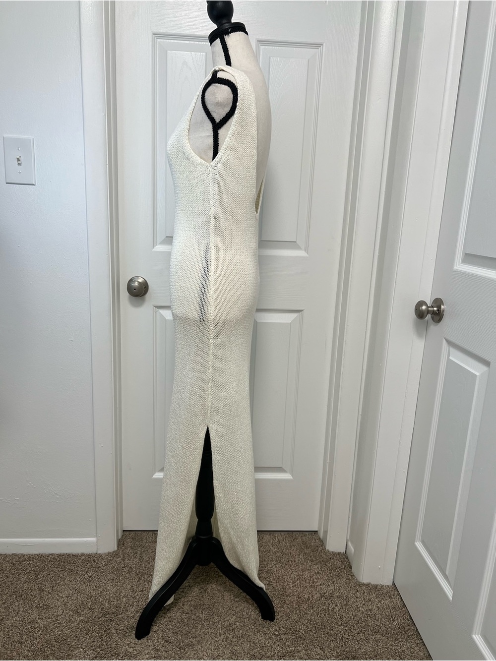 ASOS Edition Ivory Knit Maxi Dress Open Back Sleeveless Size US 8 NWT